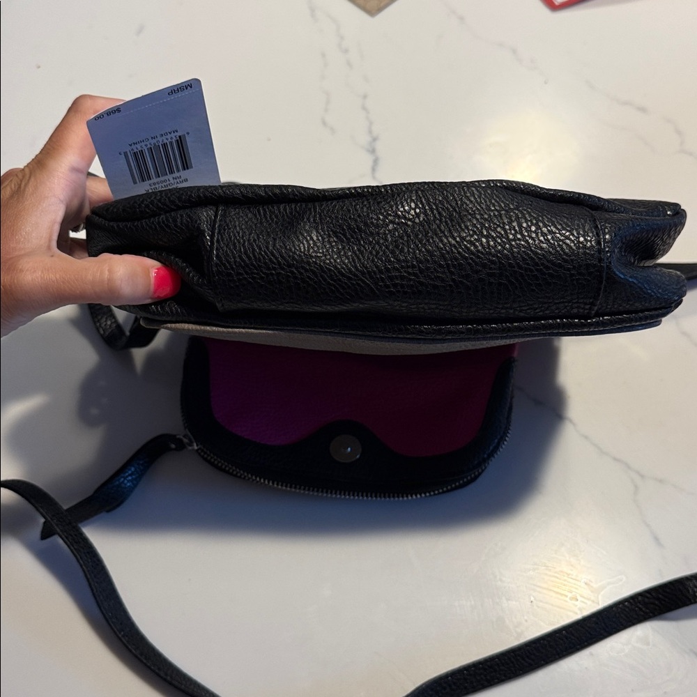 Jessica Simpson Vibrant Pink and Sleek Gray Crossbody Bag - Picture 5 of 7